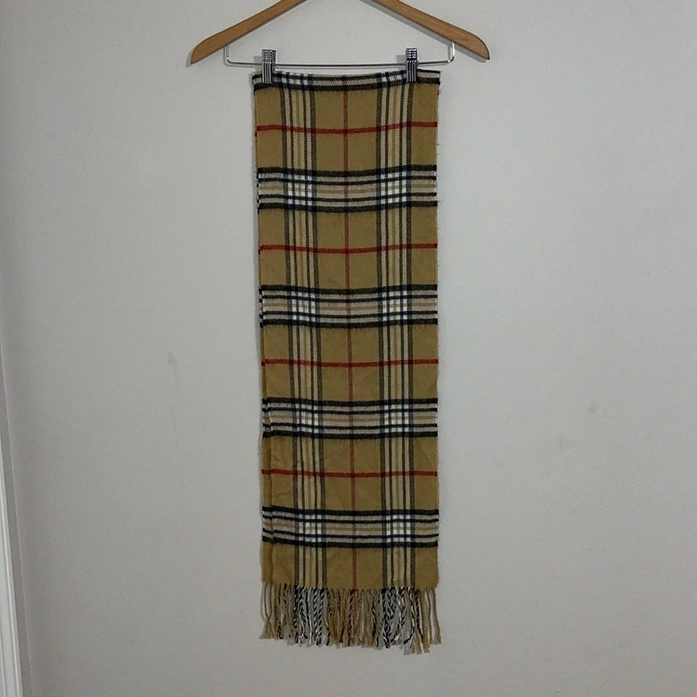 V.Fraas tan plaid scarf